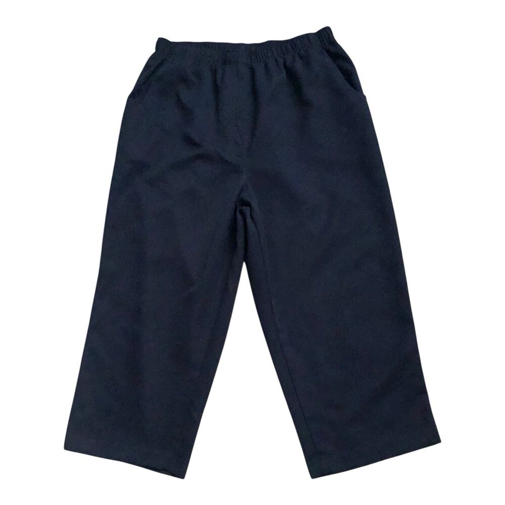 Alia Womens 12 Navy Blue High Rise Pull On Cropped Pants Career Elastic Waist
